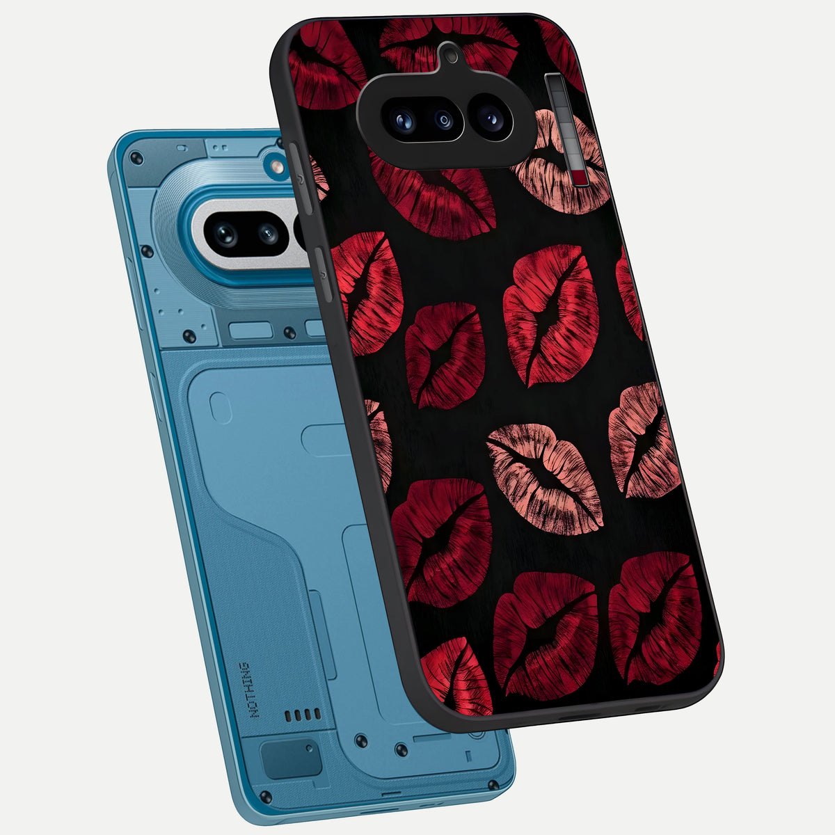  Midnight Kiss Love phone case For Nothing Phone 4A showing premium glass back cover with detailed artwork