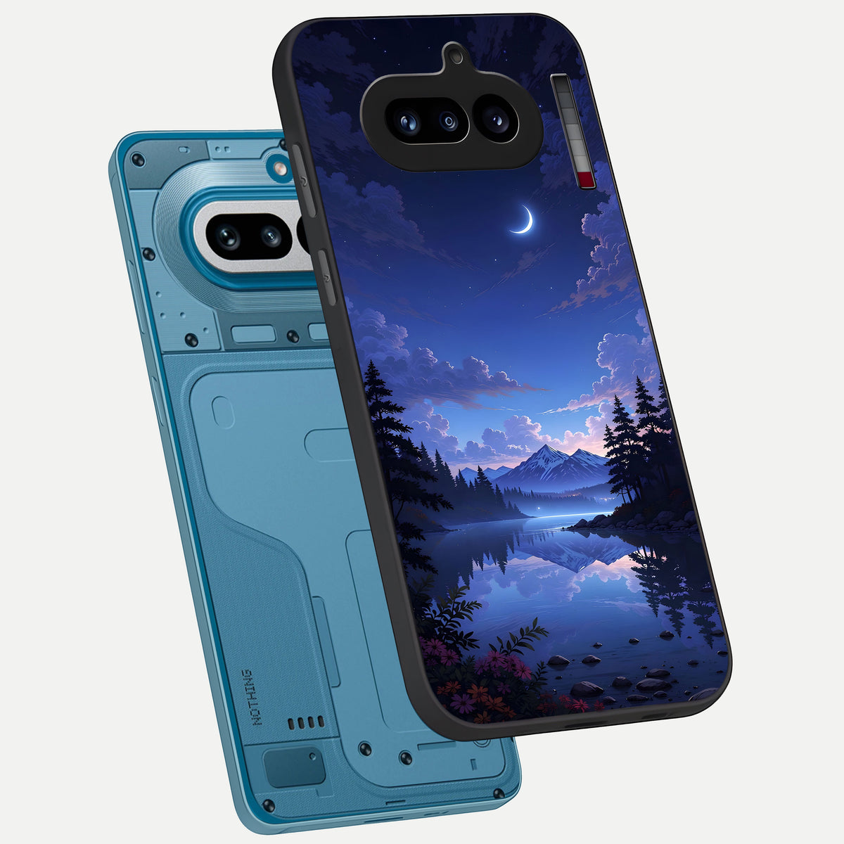  Midnight Lake Peace phone case For Nothing Phone 4A showing premium glass back cover with detailed artwork