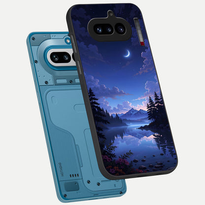  Midnight Lake Peace phone case For Nothing Phone 4A showing premium glass back cover with detailed artwork