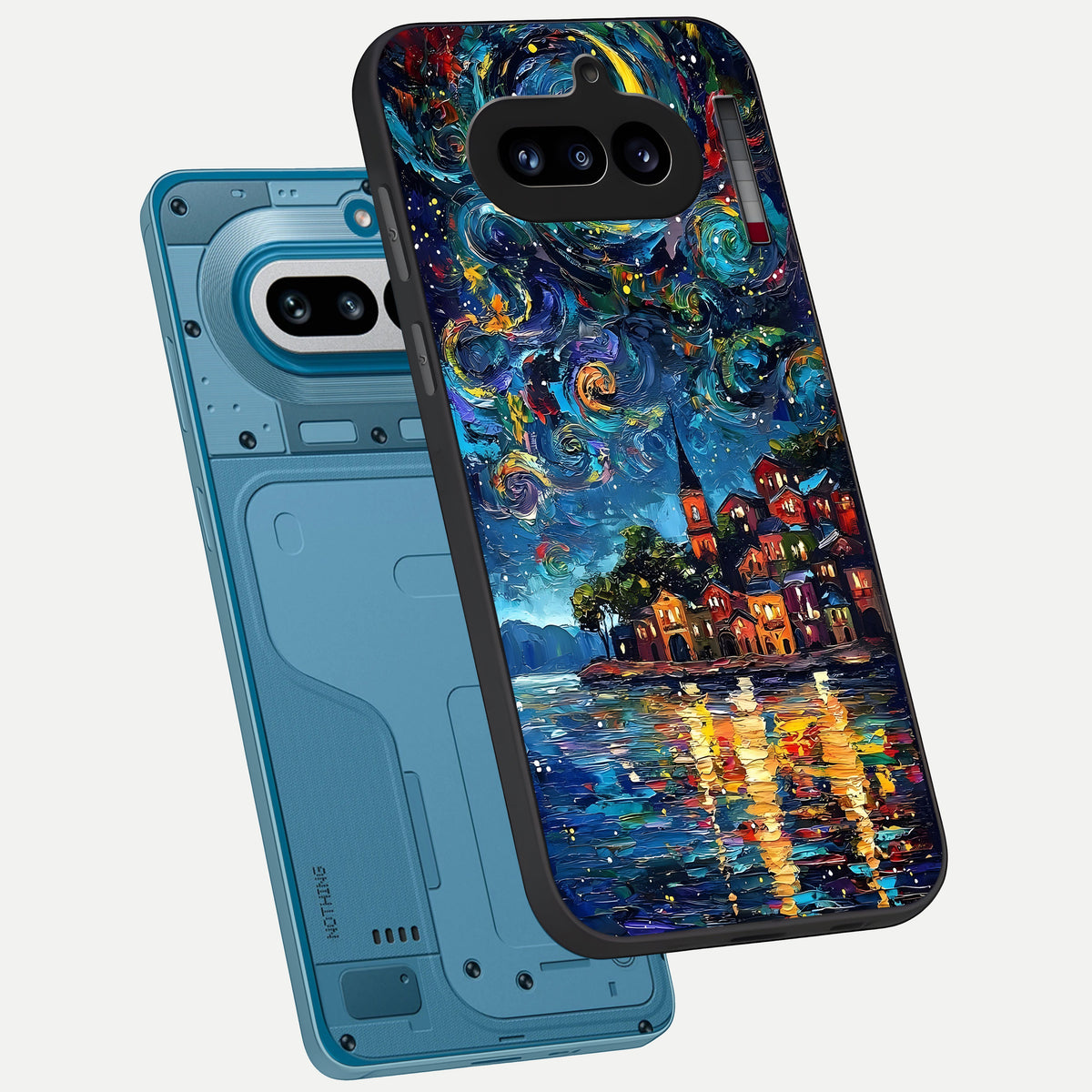  Moonlight Harbor Glow phone case For Nothing Phone 4A showing premium glass back cover with detailed artwork