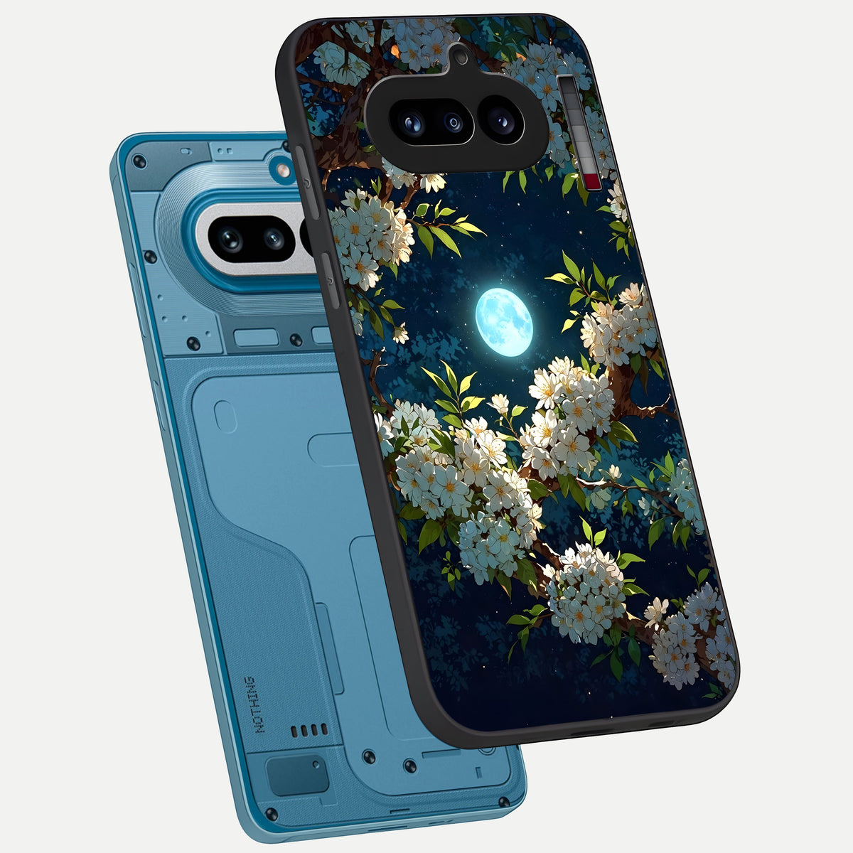  Moonlit Blossom Dream phone case For Nothing Phone 4A showing premium glass back cover with detailed artwork