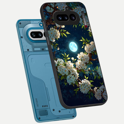  Moonlit Blossom Dream phone case For Nothing Phone 4A showing premium glass back cover with detailed artwork