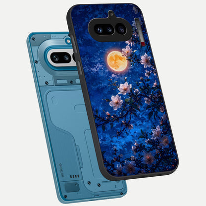  Moonlit Blossoms Night phone case For Nothing Phone 4A showing premium glass back cover with detailed artwork