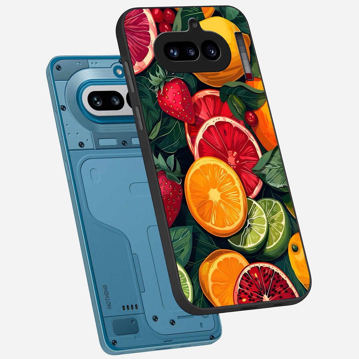  Multiple Fruits phone case For Nothing Phone 4A showing premium glass back cover with detailed artwork