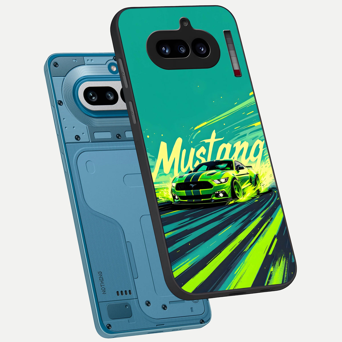  Mustang Bang phone case For Nothing Phone 4A showing premium glass back cover with detailed artwork