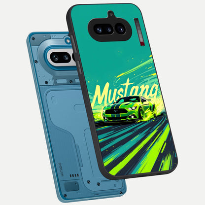  Mustang Bang phone case For Nothing Phone 4A showing premium glass back cover with detailed artwork