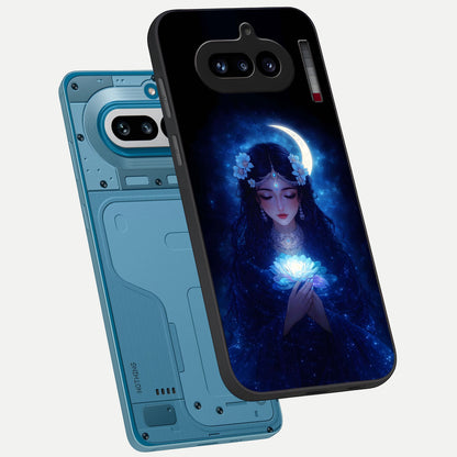  Mystic Moon Queen phone case For Nothing Phone 4A showing premium glass back cover with detailed artwork
