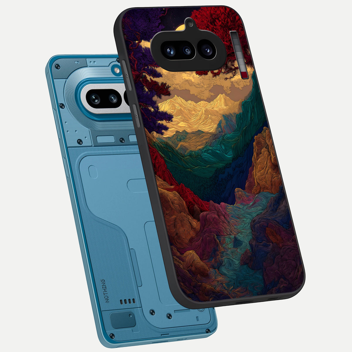 Mystic Valley Light phone case For Nothing Phone 4A showing premium glass back cover with detailed artwork