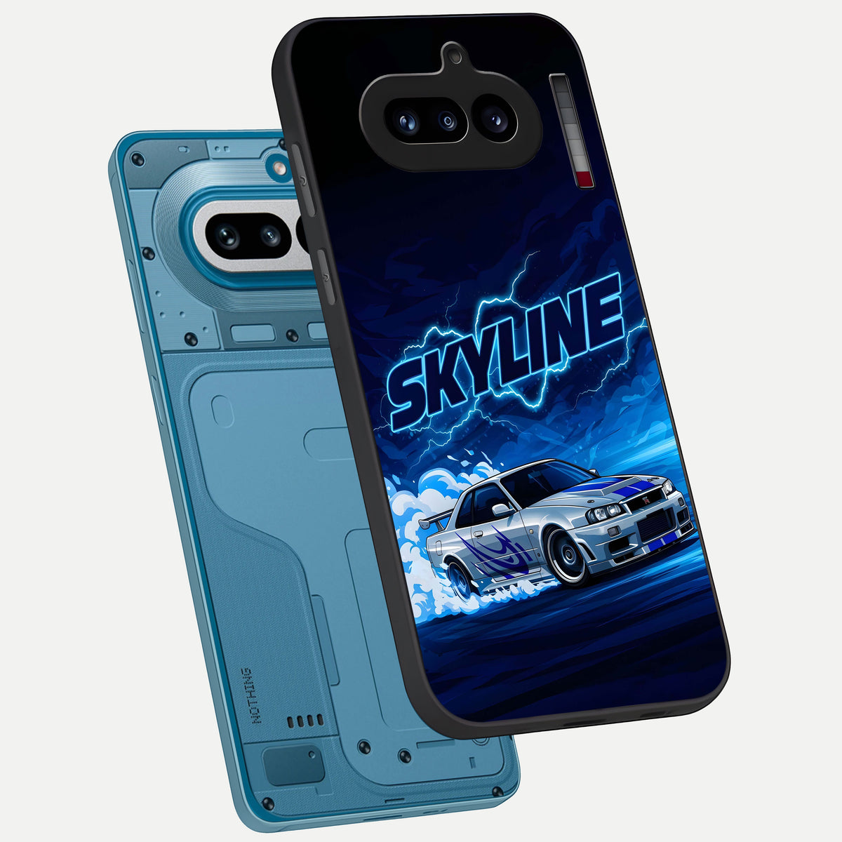  Neon Drift Beast phone case For Nothing Phone 4A showing premium glass back cover with detailed artwork