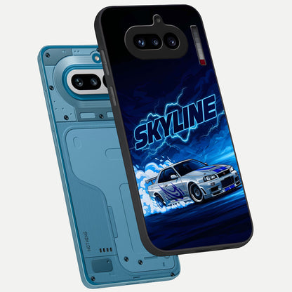  Neon Drift Beast phone case For Nothing Phone 4A showing premium glass back cover with detailed artwork