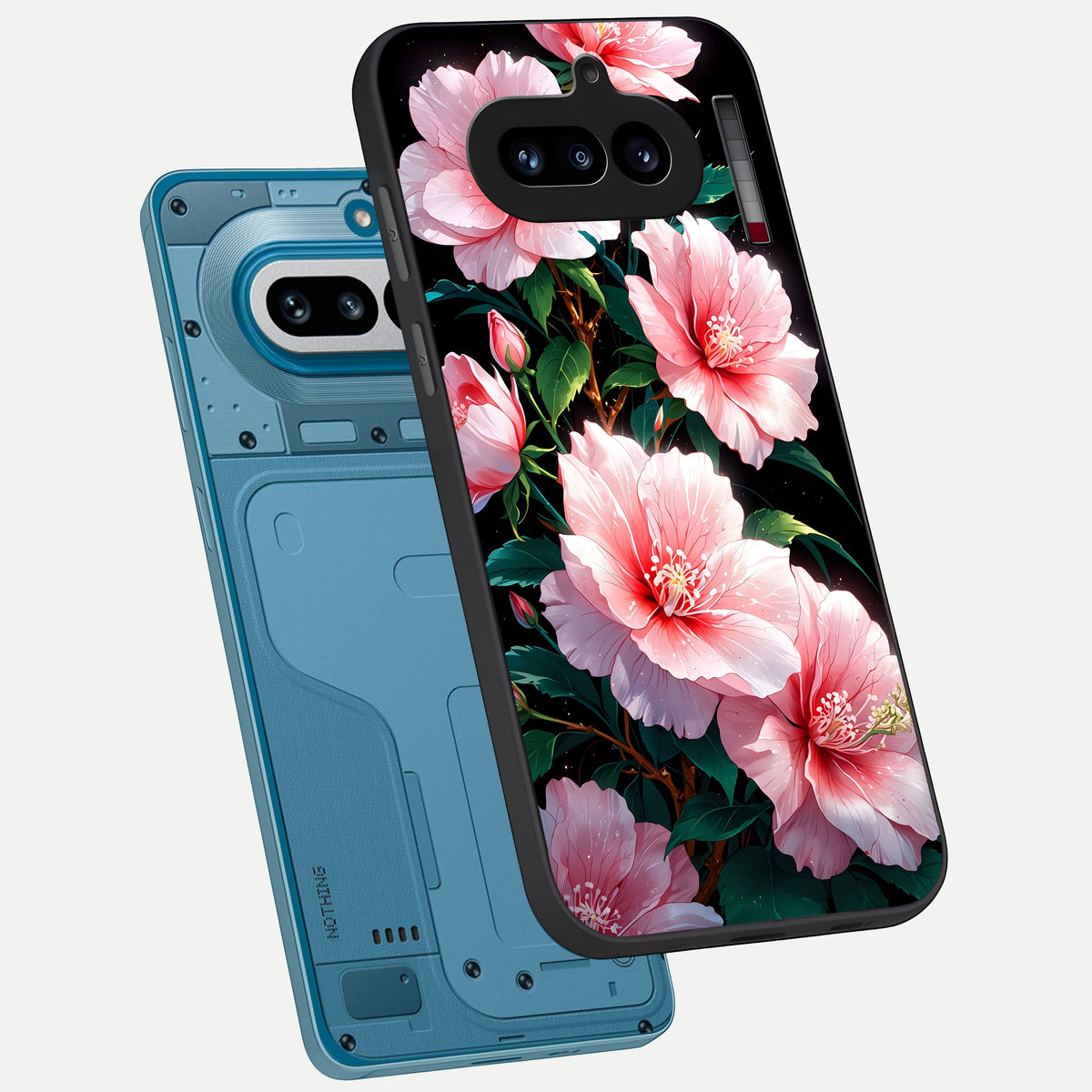  Peach Flower phone case For Nothing Phone 4A showing premium glass back cover with detailed artwork