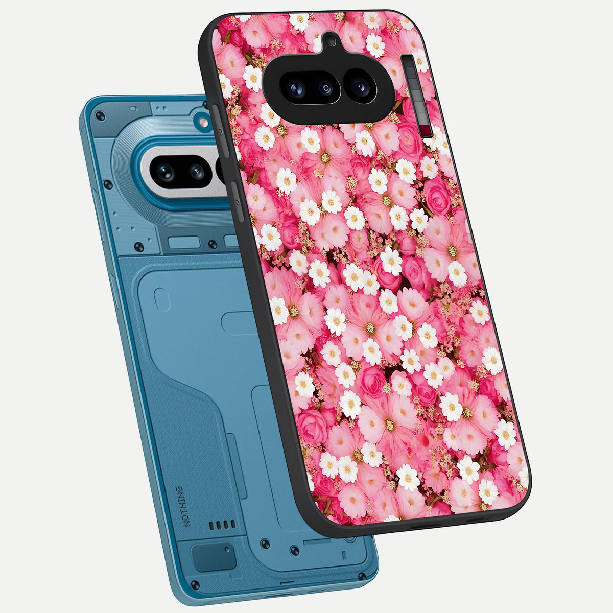  Pink Bouquet Florals phone case For Nothing Phone 4A showing premium glass back cover with detailed artwork