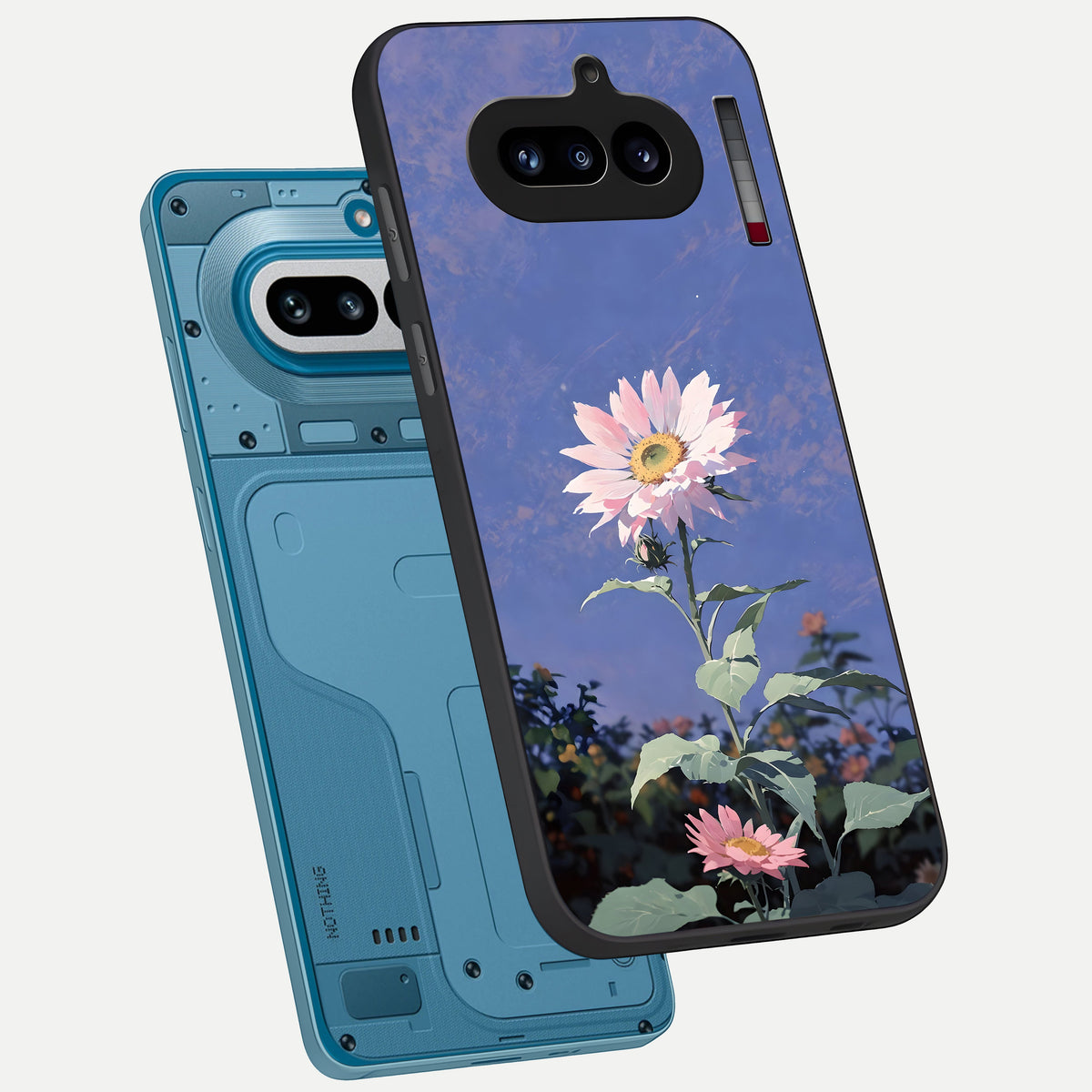  Pink Power Sparks phone case For Nothing Phone 4A showing premium glass back cover with detailed artwork