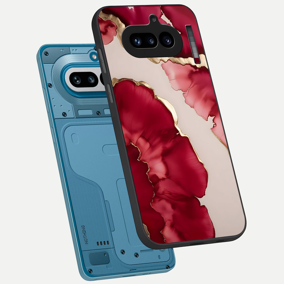  Pink Shells Outline phone case For Nothing Phone 4A showing premium glass back cover with detailed artwork