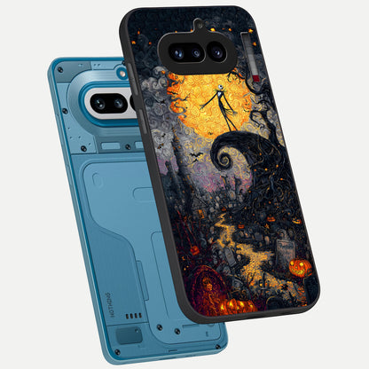  Pumpkin Moon Night phone case For Nothing Phone 4A showing premium glass back cover with detailed artwork