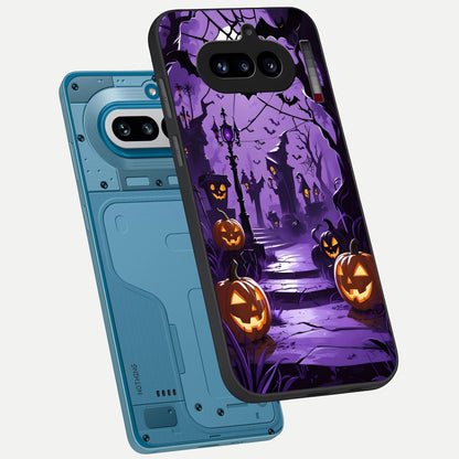  Pumpkin Patch Halloween phone case For Nothing Phone 4A showing premium glass back cover with detailed artwork