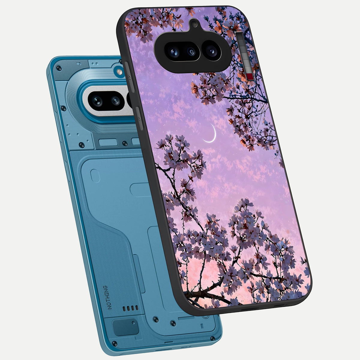  Purple Serenity Moon phone case For Nothing Phone 4A showing premium glass back cover with detailed artwork