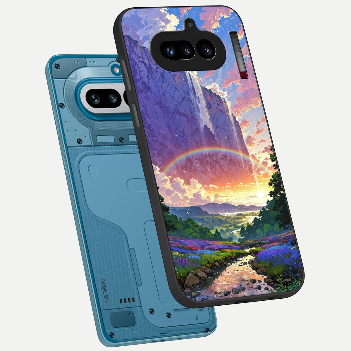  Rainbow Valley Dream phone case For Nothing Phone 4A showing premium glass back cover with detailed artwork