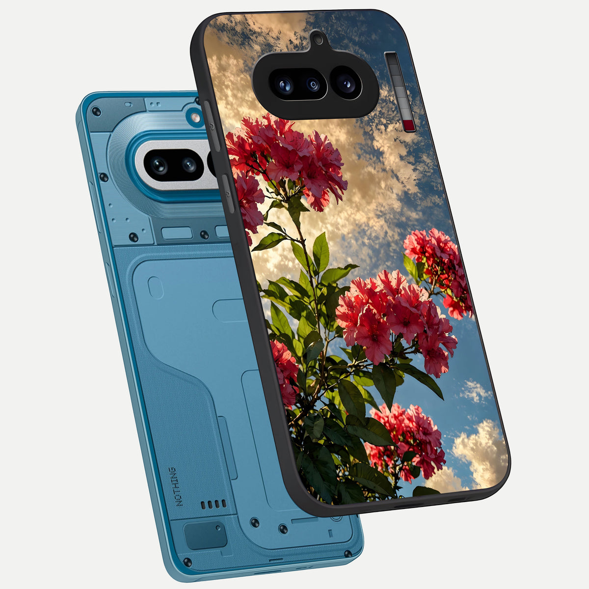  Red And White Marble phone case For Nothing Phone 4A showing premium glass back cover with detailed artwork