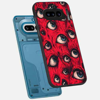  Red Cherries Pattern phone case For Nothing Phone 4A showing premium glass back cover with detailed artwork