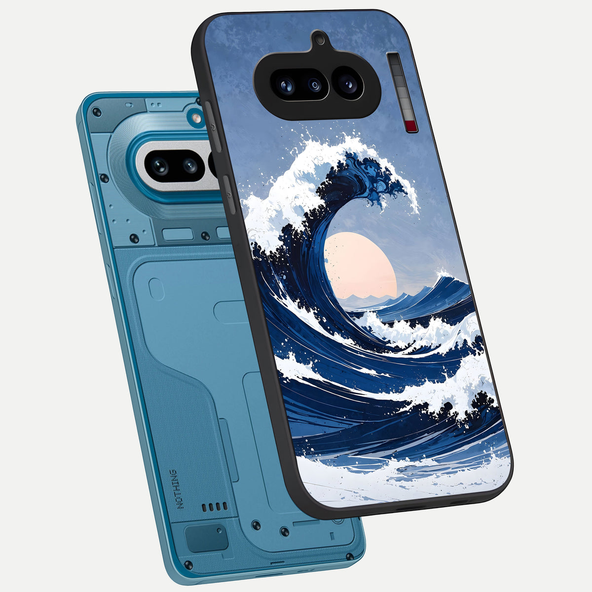  Rising Tide Power phone case For Nothing Phone 4A showing premium glass back cover with detailed artwork