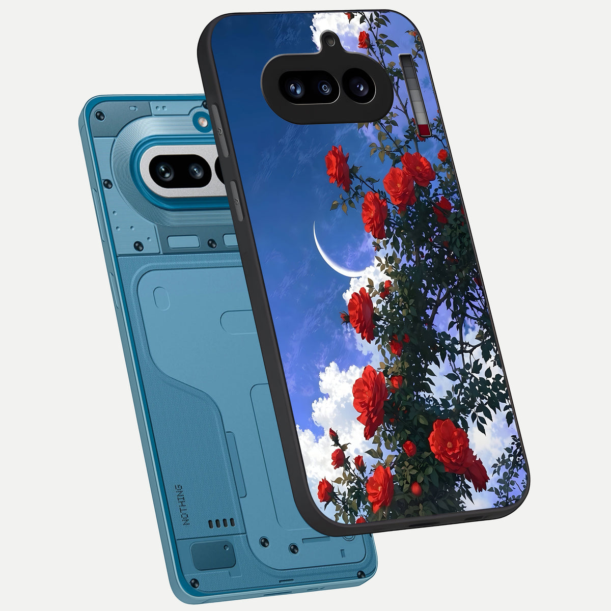  Rose Drift Flowers phone case For Nothing Phone 4A showing premium glass back cover with detailed artwork