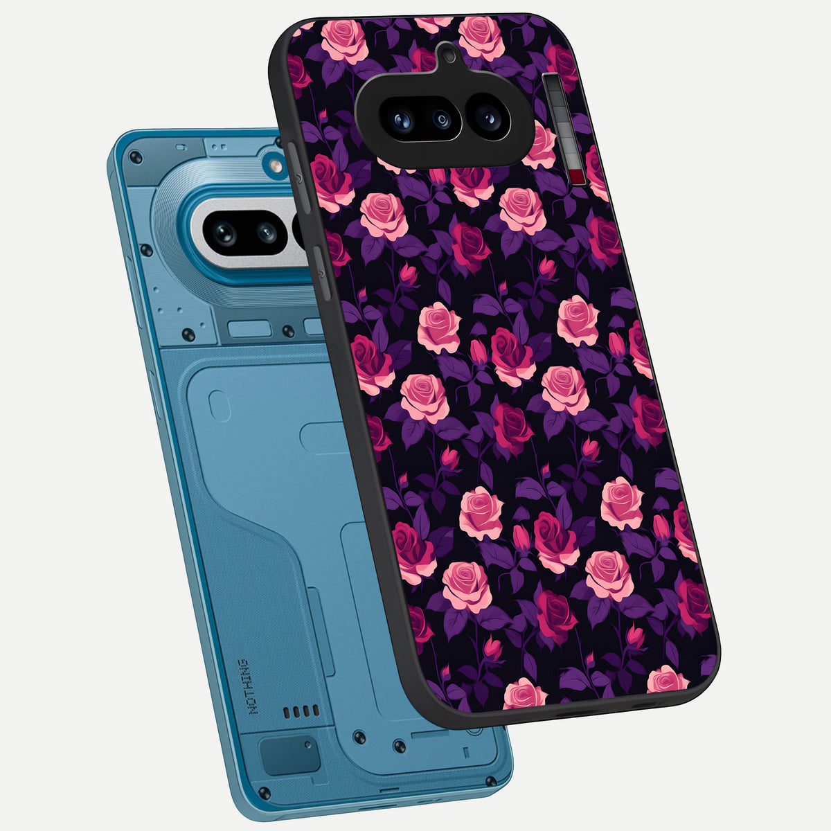  Rose Garden Twilight phone case For Nothing Phone 4A showing premium glass back cover with detailed artwork