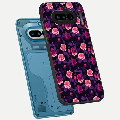  Rose Garden Twilight phone case For Nothing Phone 4A showing premium glass back cover with detailed artwork