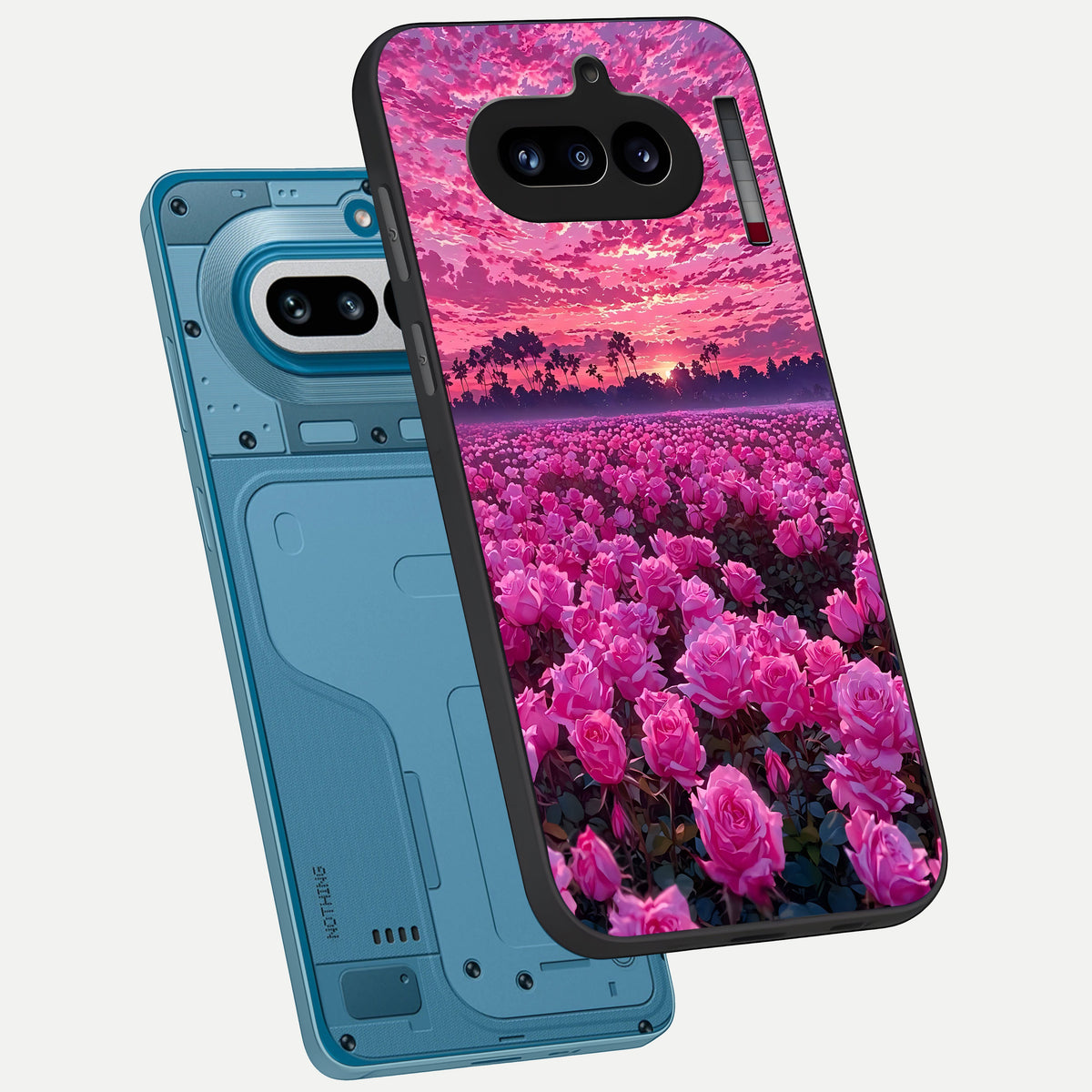  Rose Sunset Valley phone case For Nothing Phone 4A showing premium glass back cover with detailed artwork