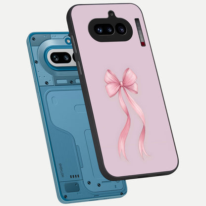 Soft Blush Bow phone case For Nothing Phone 4A showing premium glass back cover with detailed artwork
