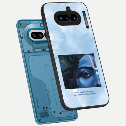  Spiritual Krishna phone case For Nothing Phone 4A showing premium glass back cover with detailed artwork