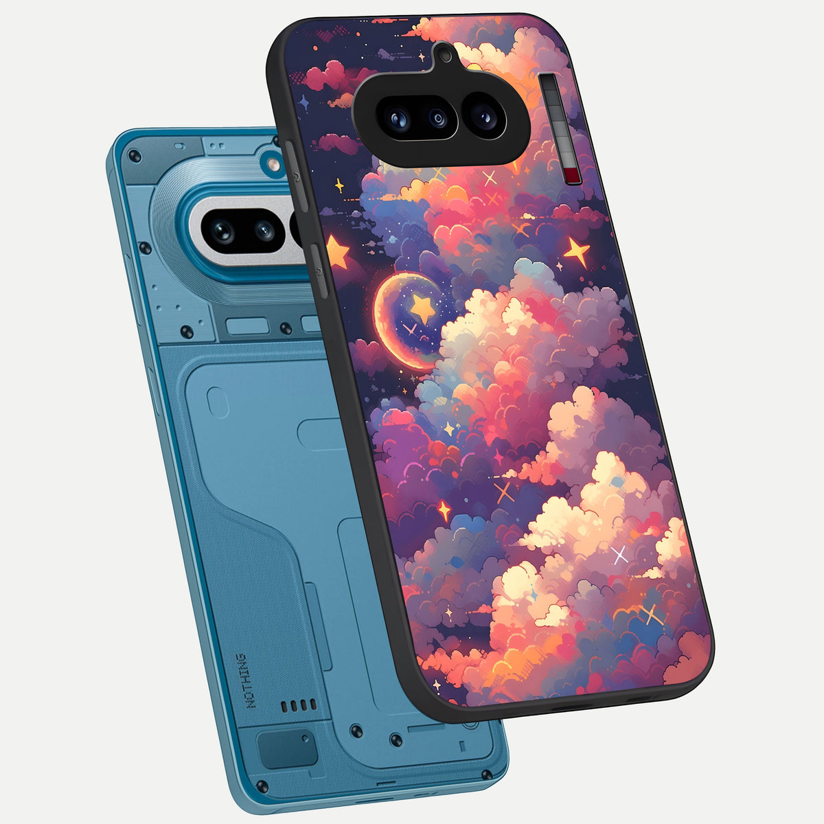  Starlit Dream Clouds phone case For Nothing Phone 4A showing premium glass back cover with detailed artwork