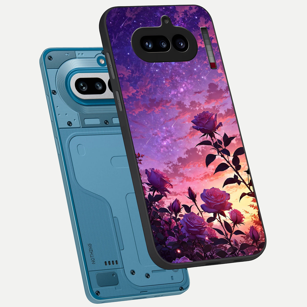  Starlit Rose Twilight phone case For Nothing Phone 4A showing premium glass back cover with detailed artwork