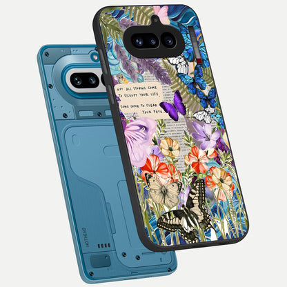  Storm Path Bloom phone case For Nothing Phone 4A showing premium glass back cover with detailed artwork