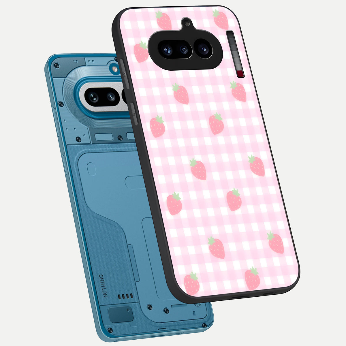  Strawberry Picnic Love phone case For Nothing Phone 4A showing premium glass back cover with detailed artwork