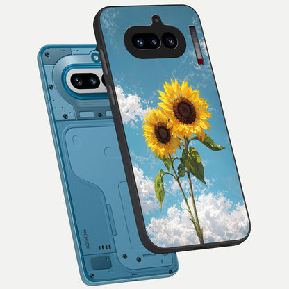  Sunlit Daisy Glow phone case For Nothing Phone 4A showing premium glass back cover with detailed artwork