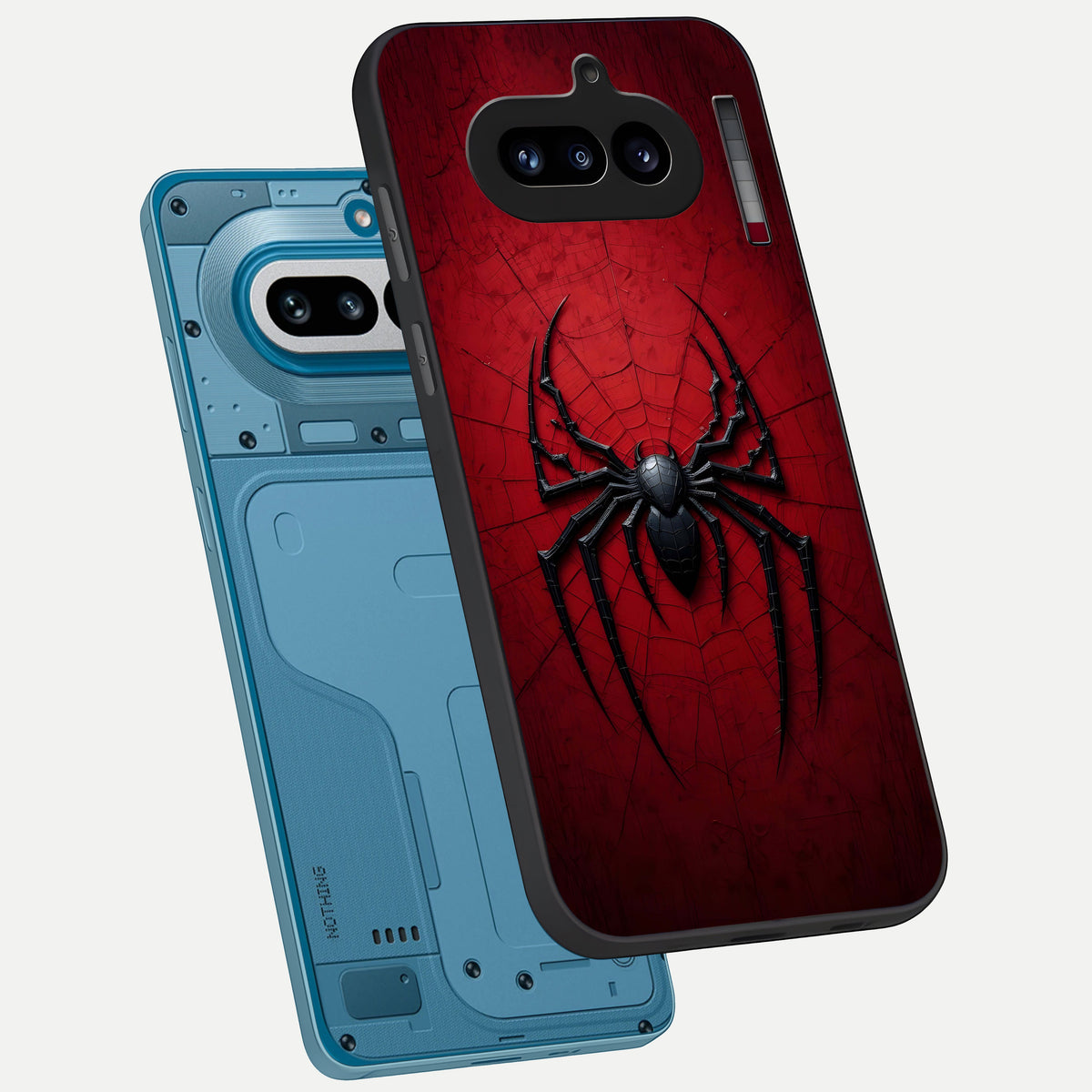  Superhero Web Emblem phone case For Nothing Phone 4A showing premium glass back cover with detailed artwork