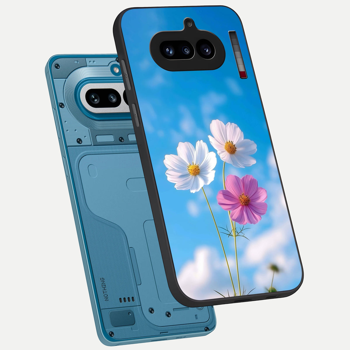  Tripple Flowers With Sky phone case For Nothing Phone 4A showing premium glass back cover with detailed artwork