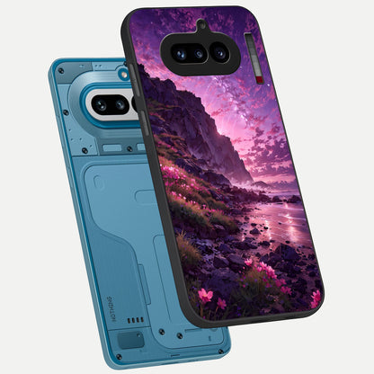  Twilight Blossom Coast phone case For Nothing Phone 4A showing premium glass back cover with detailed artwork