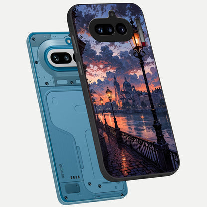  Twilight River Lights phone case For Nothing Phone 4A showing premium glass back cover with detailed artwork