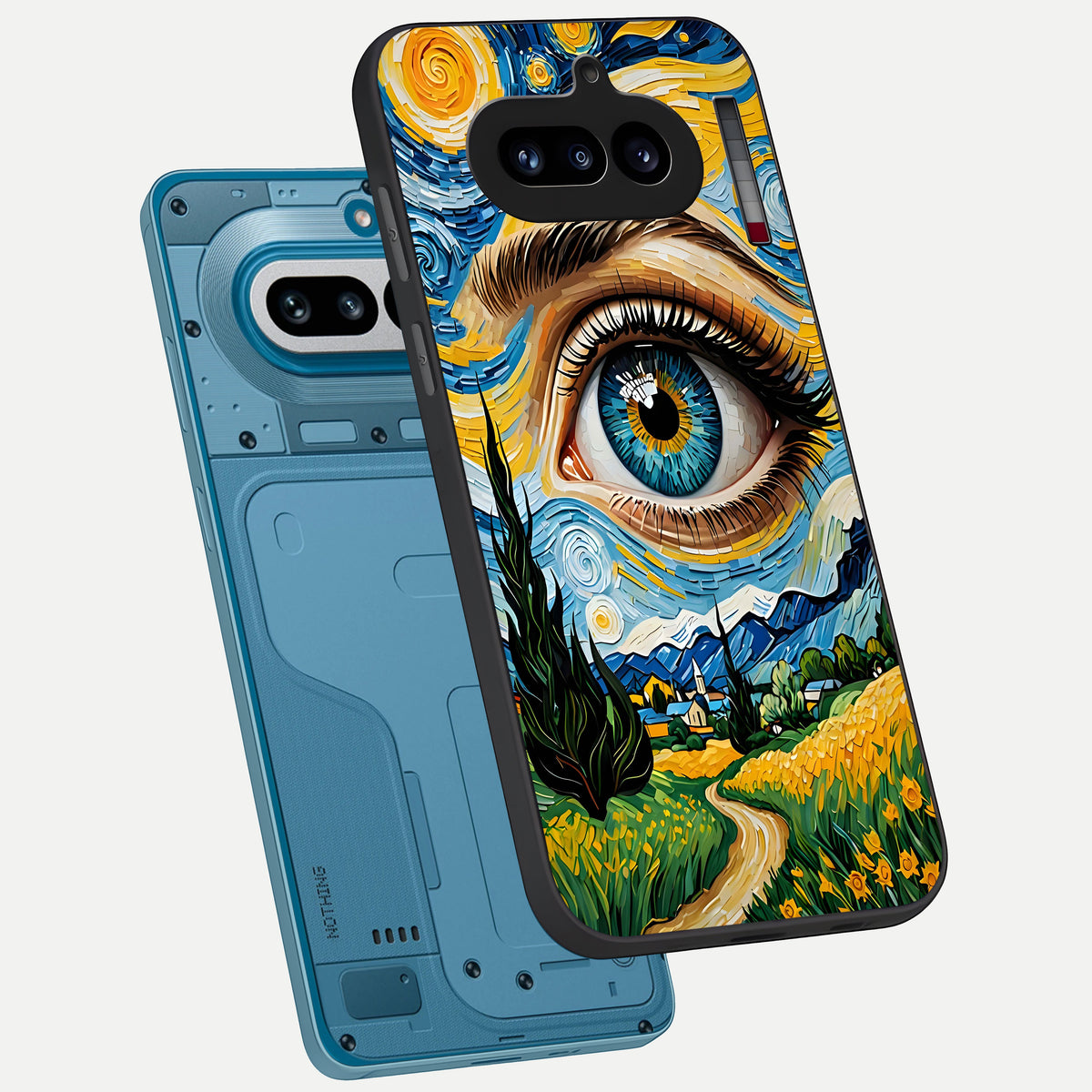  Van Gogh Eye phone case For Nothing Phone 4A showing premium glass back cover with detailed artwork