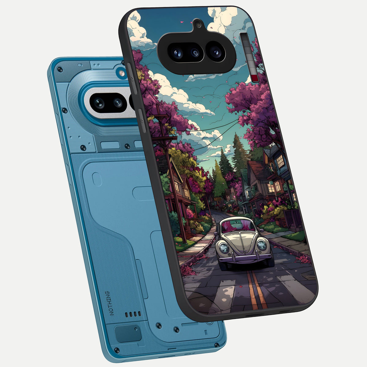  Vintage Street Drive phone case For Nothing Phone 4A showing premium glass back cover with detailed artwork
