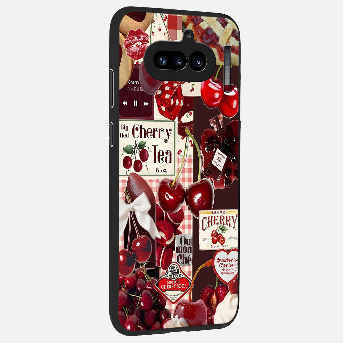  Aesthetic Cherry Tea back cover For Nothing Phone 4A slim fit glass case with vibrant aesthetic design