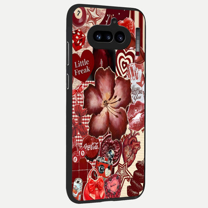  Aesthetic Little Freak back cover For Nothing Phone 4A slim fit glass case with vibrant aesthetic design