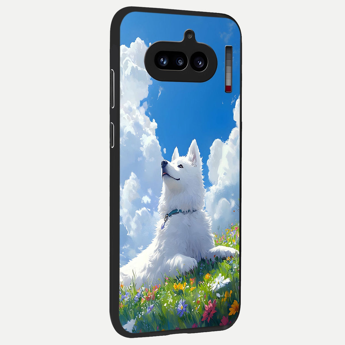  Blissful Cloud Pup back cover For Nothing Phone 4A slim fit glass case with vibrant aesthetic design