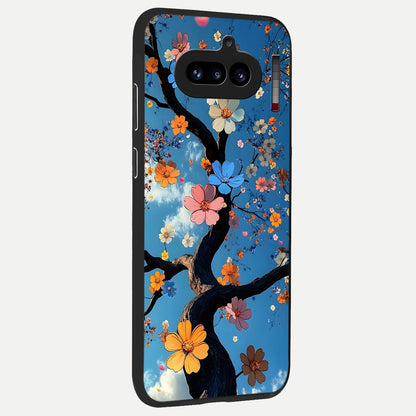  Blossom Dream Sky back cover For Nothing Phone 4A slim fit glass case with vibrant aesthetic design