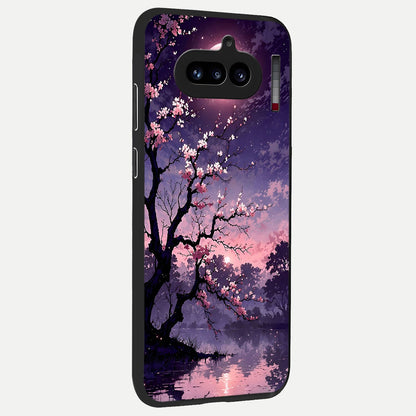 Blossom Pink Moon back cover For Nothing Phone 4A slim fit glass case with vibrant aesthetic design