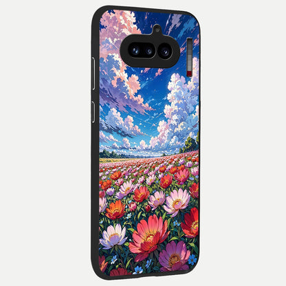  Blossom Sky Field back cover For Nothing Phone 4A slim fit glass case with vibrant aesthetic design