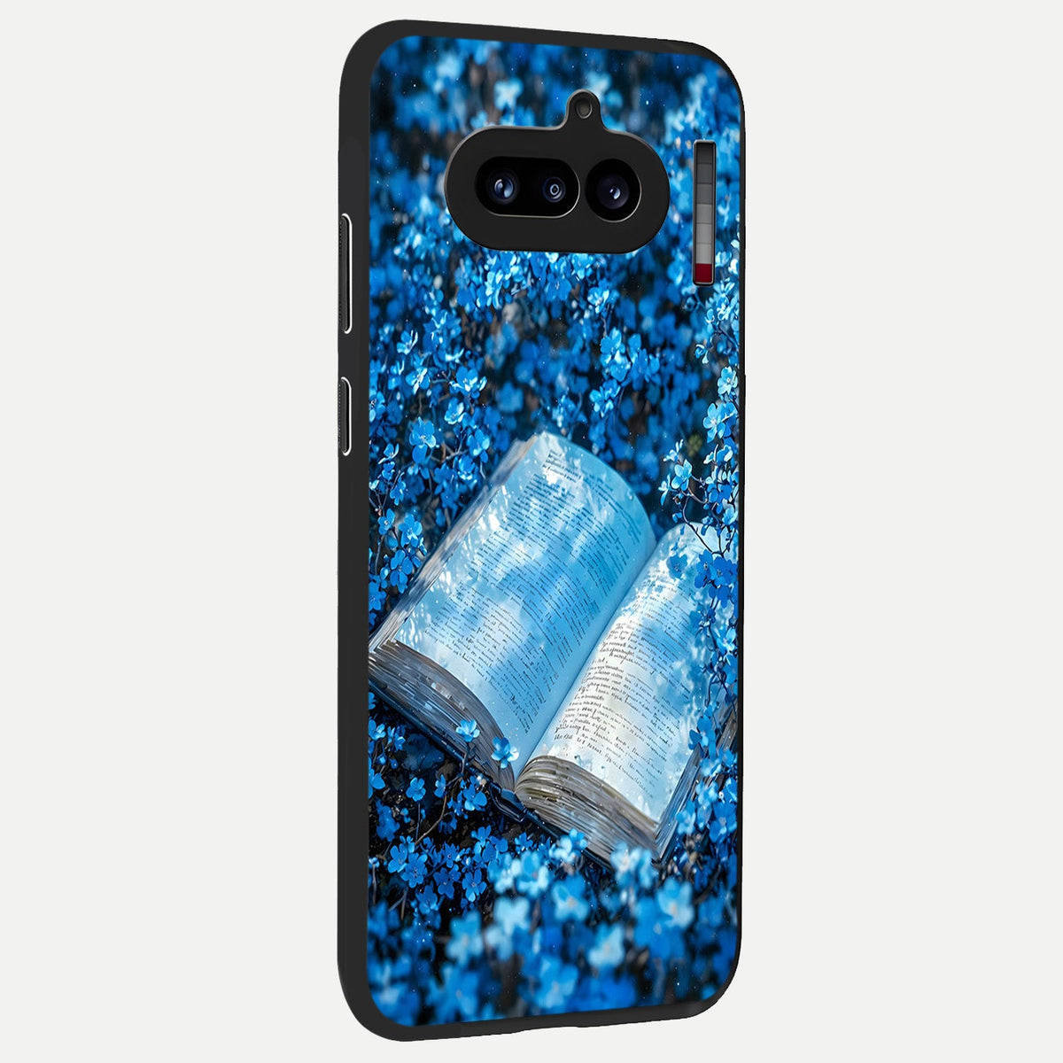  Blue Bloom Tales back cover For Nothing Phone 4A slim fit glass case with vibrant aesthetic design