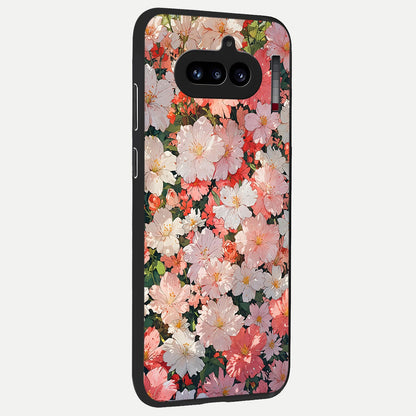  Blush Bloom Field back cover For Nothing Phone 4A slim fit glass case with vibrant aesthetic design